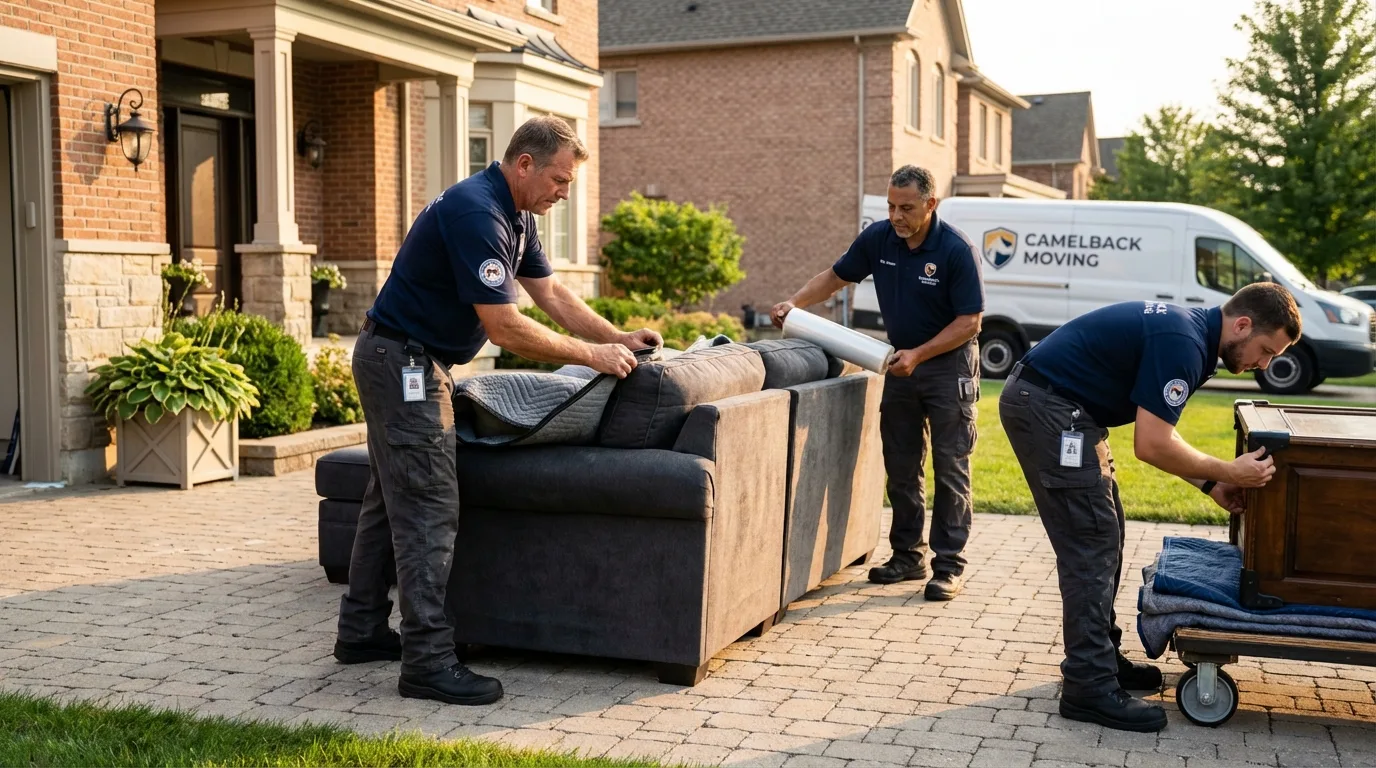 Large estate moving crew wrapping furniture in Manila, UT